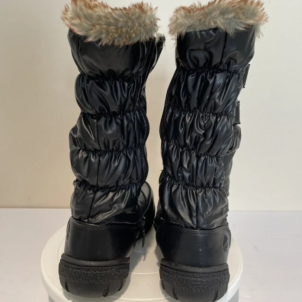 TOTES BEATRIX Winter Boots Women 8 WC Wide Calf Black Faux Rabbit Fur Lining